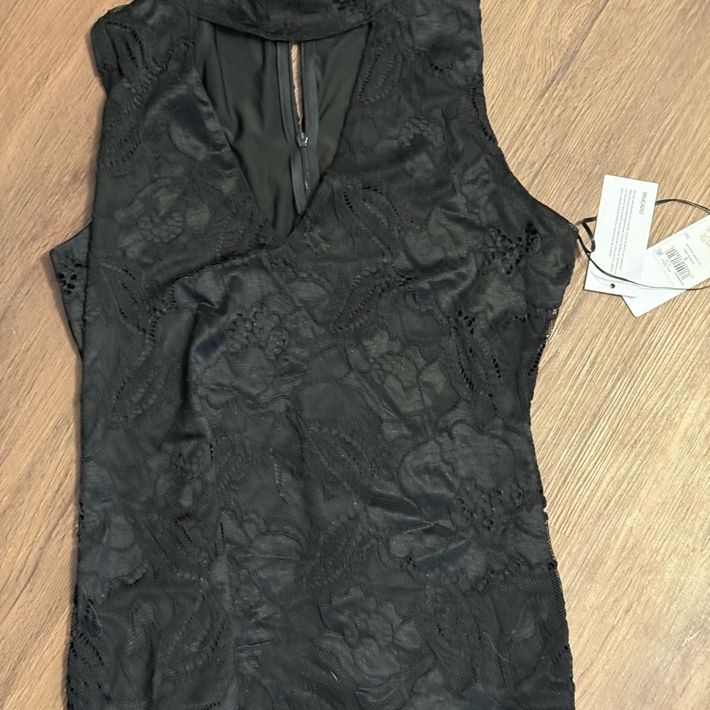 Guess Black Lace V-Neck Blouse